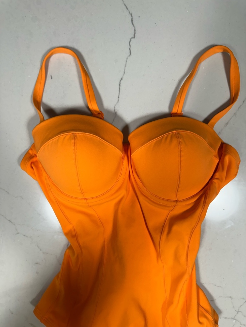 Orange One-Piece Swimsuit with Underwire Cups - Picture 3 of 5